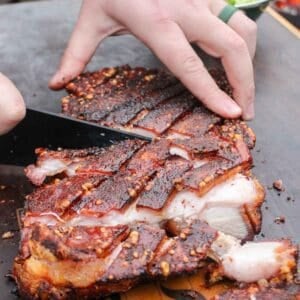 My take on Smoke Fried Chicharrones is Deep Fried Pork Belly.