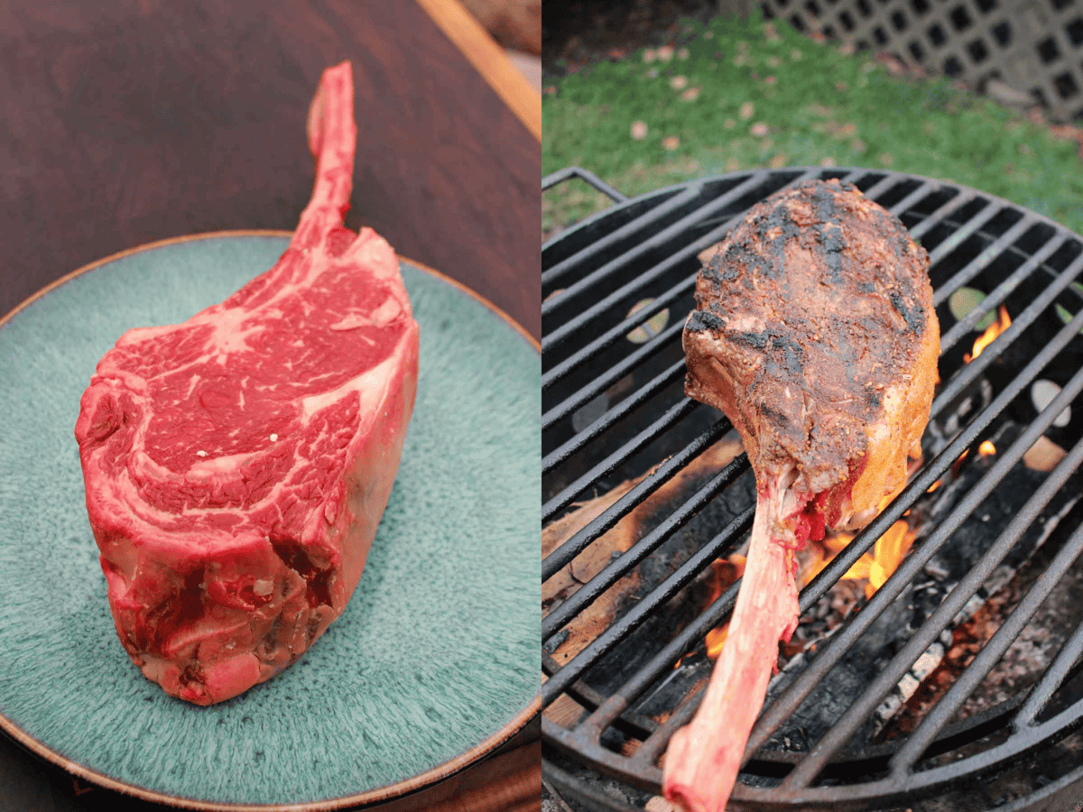 The ribeye is prepared and grilled seasoned with Bourbon Prime. 