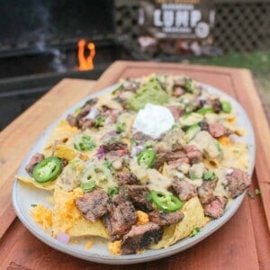 Grilled steak nachos plated and served!