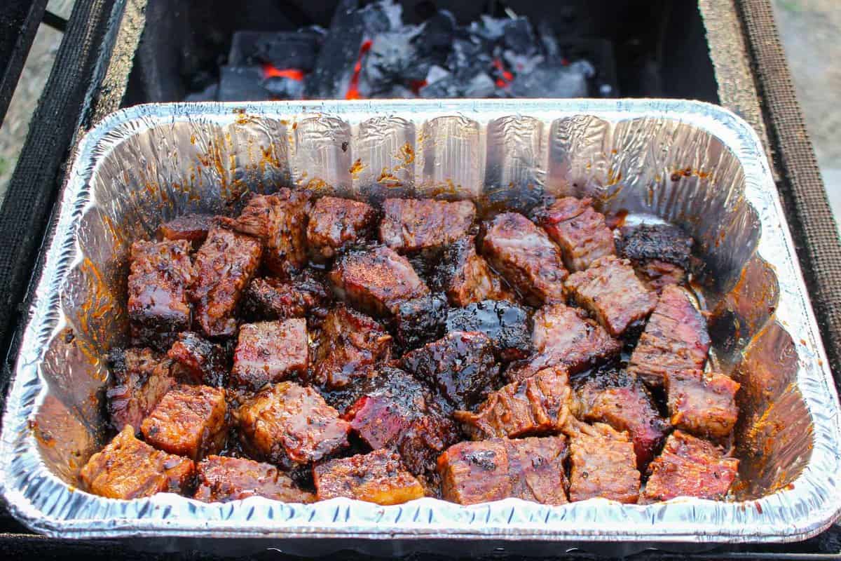Honey chipotle burnt ends with BBQ sauce are another way to enjoy the brisket. 