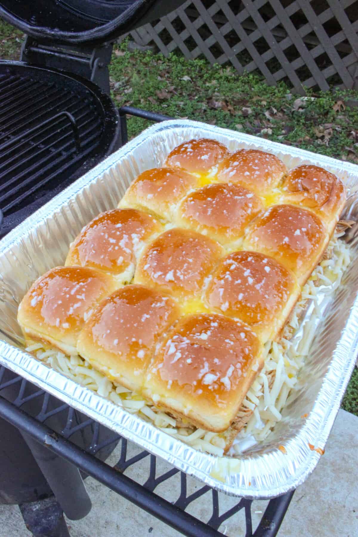 The buffalo chicken sliders covered in the butter glaze.