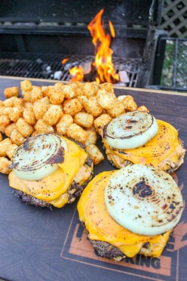 Flying Dutchman Smashburger recipe is a grilling masterpiece served with tater tots.