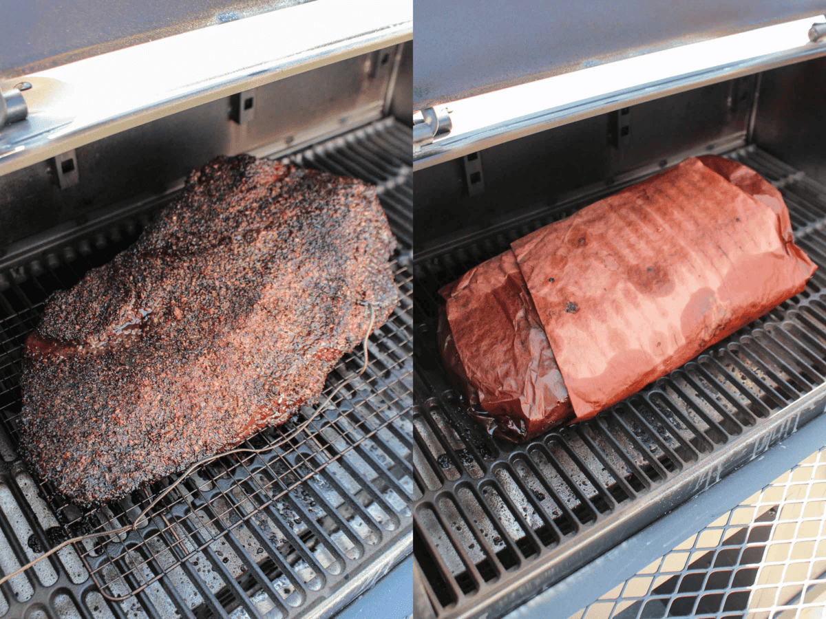 The beef brisket is wrapped for the final phase of smoking. 