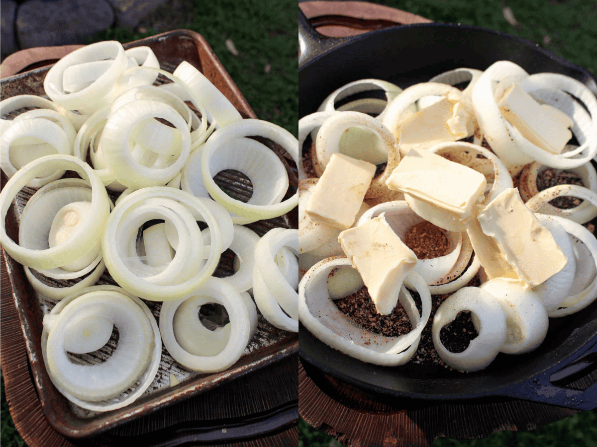 Tennessee onions sliced and with butter on top. 