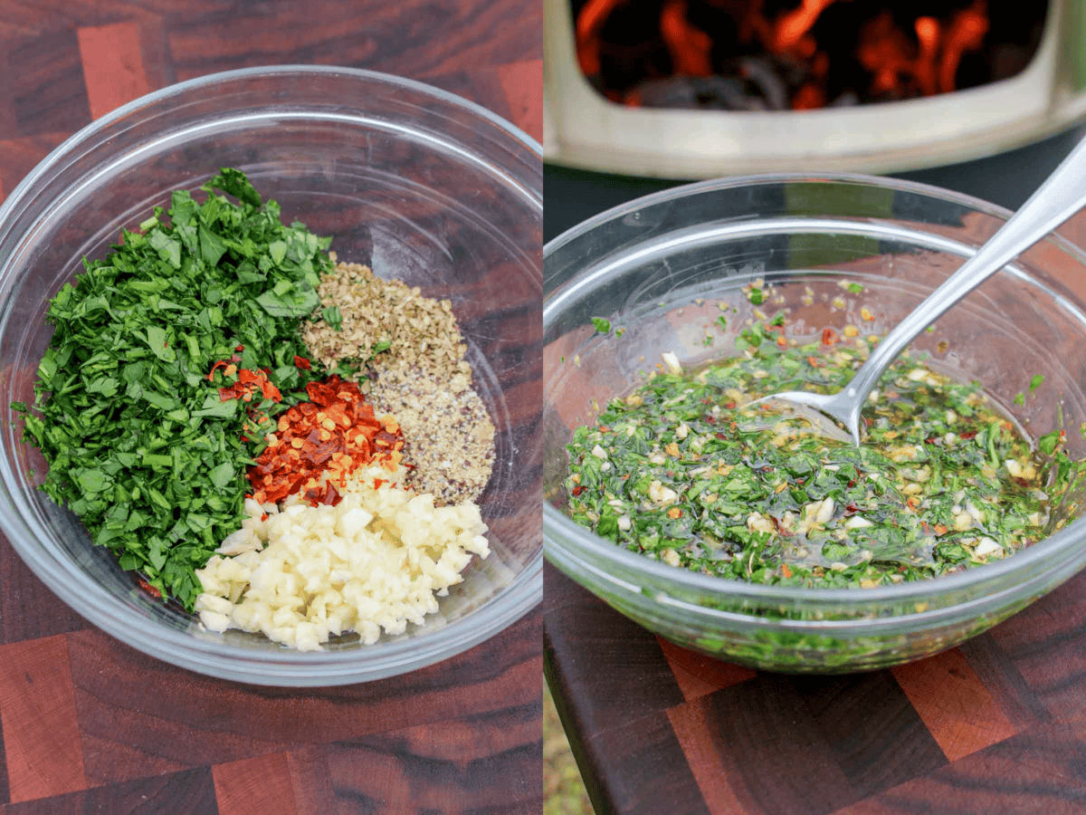 Chimichurri sauce is easy to make and so freakin' delicious on the pizza sandwiches. 
