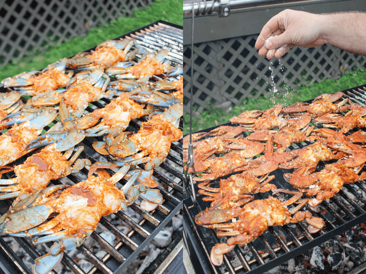 The crab is cooked and finished with some parmesan cheese.