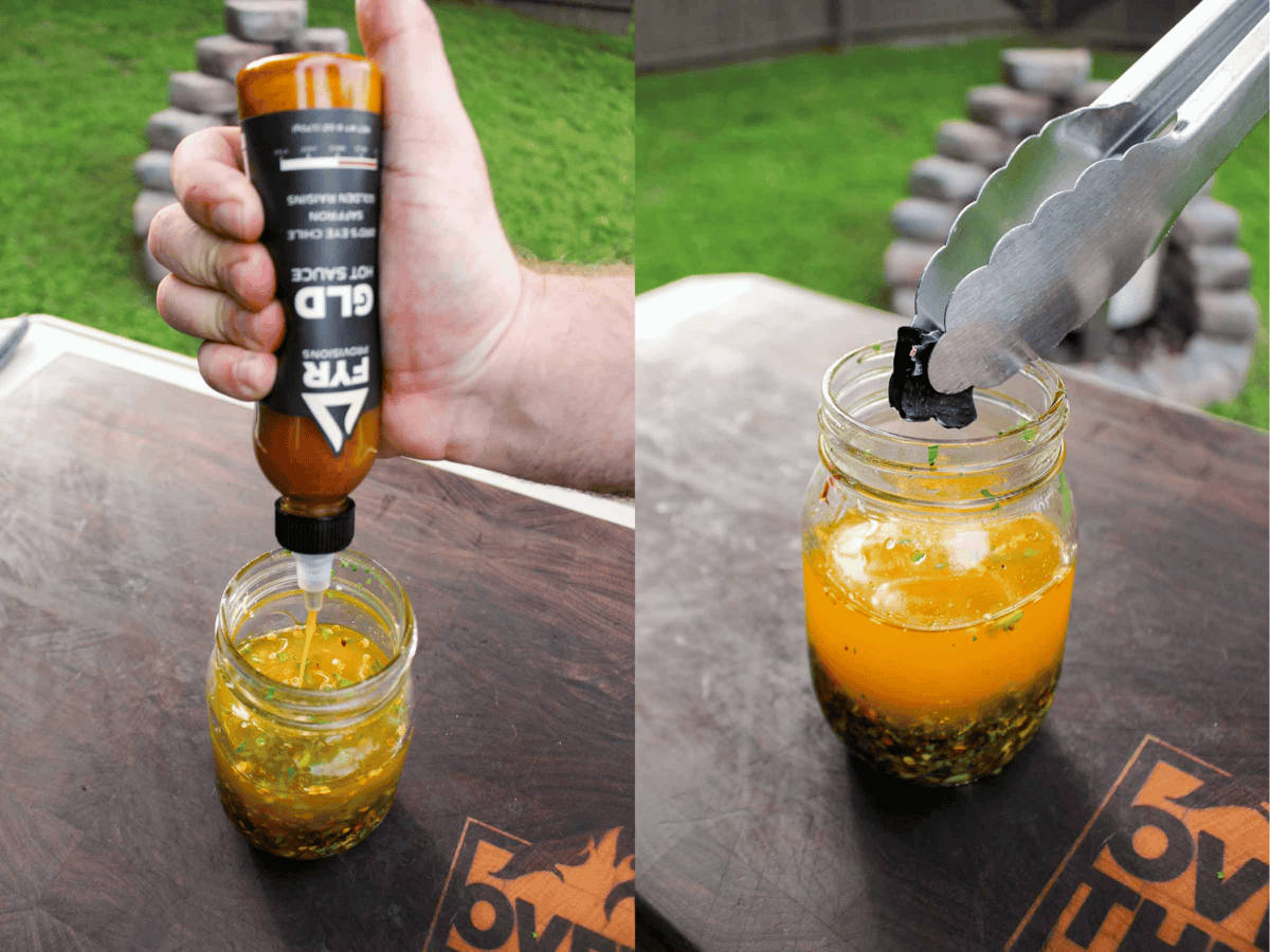 Our tasty and spicy butter is prepared with a white hot piece of charcoal from the grill. 