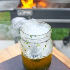 Smoke billowing out of the butter sauce.