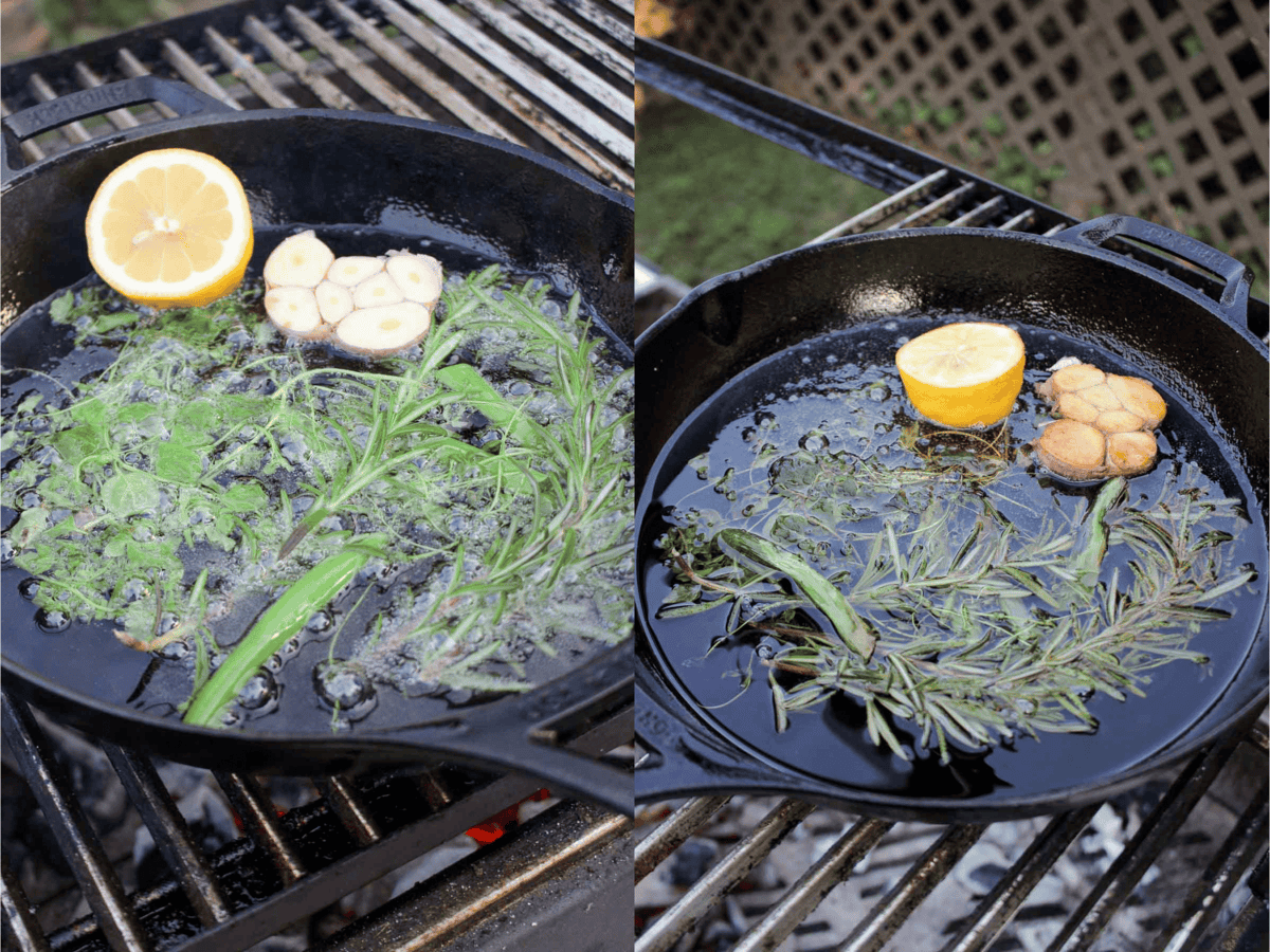 The Basting Sauce with tallow, rosemary, lemon and other herbs. 