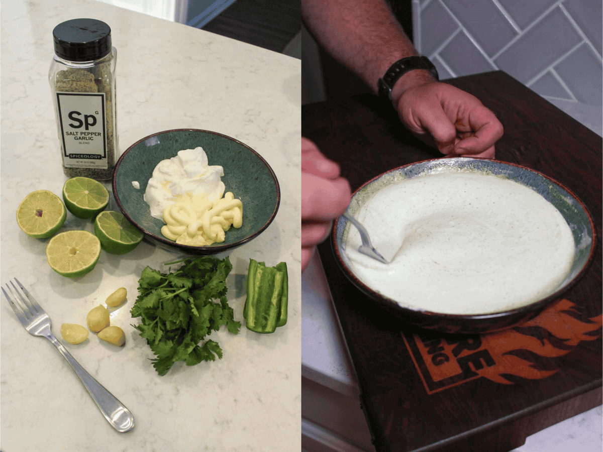 The green sauce for dipping is prepared. 