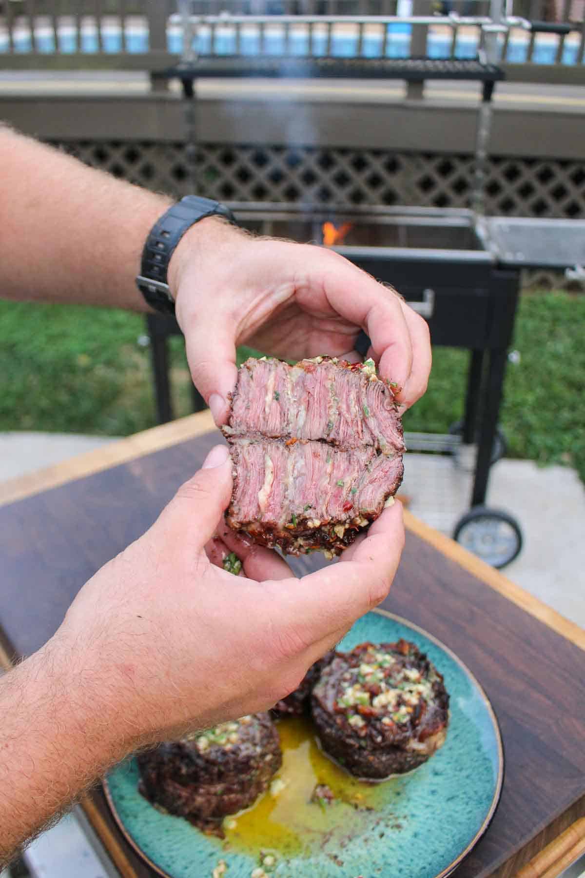 The pinwheels are cut in half showing the layers inside. 