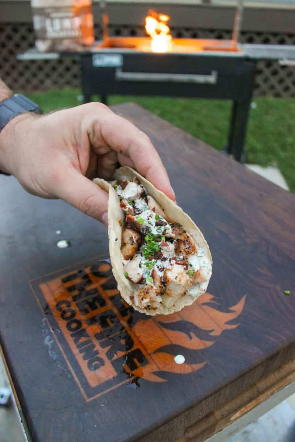 Chicken Bacon Ranch Tacos - Over The Fire Cooking