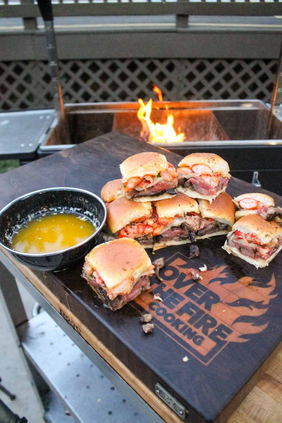 Surf and turf sliders with cowboy butter