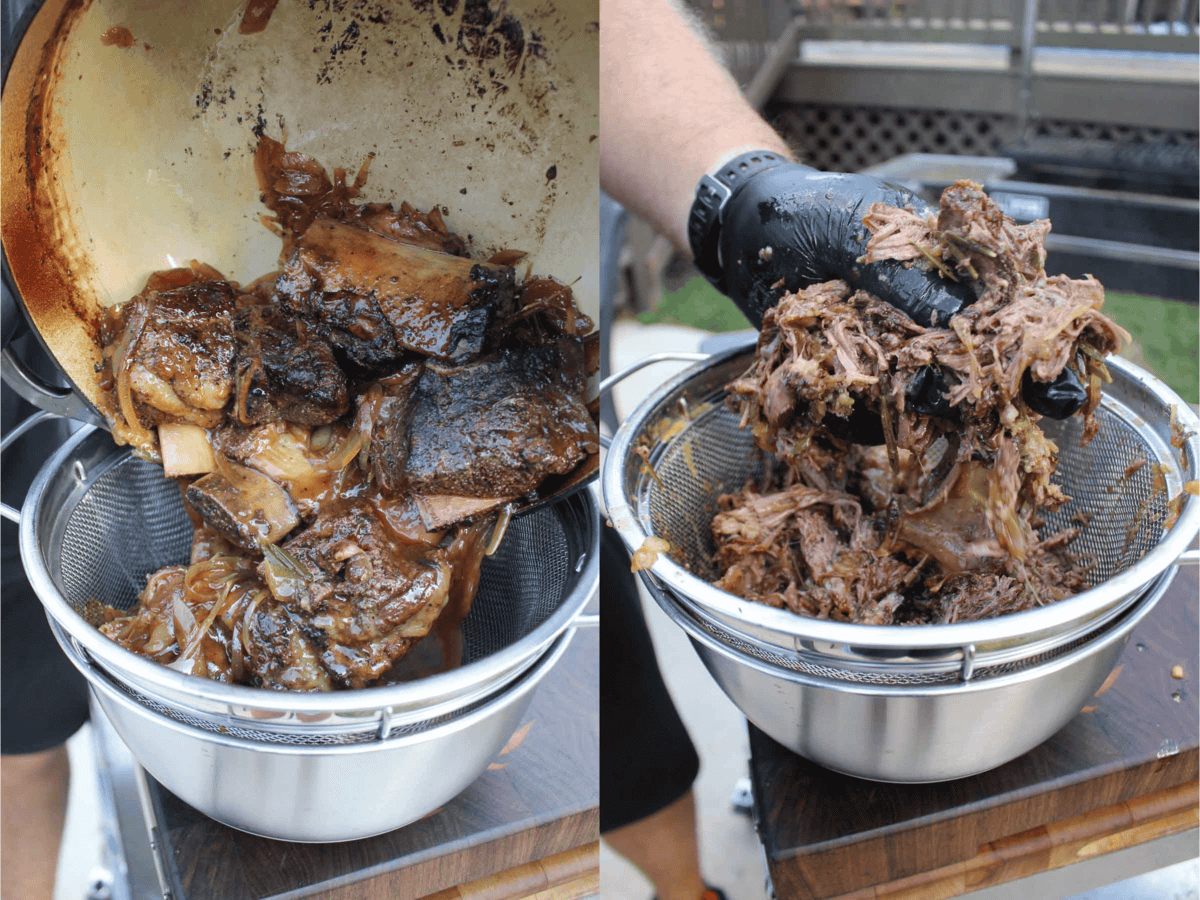 The meat is shredded to make the ultimate Beer-Braised Beef Melt.