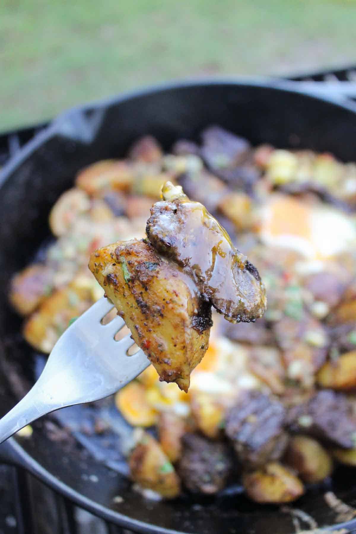 Taking the first bite of this recipe, my mouth is watering already. Steak, eggs, and potatoes with savory butter is so freakin' delicious!