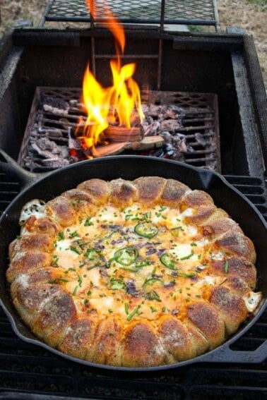 Easy buffalo chicken dip with a stuffed crust for tailgating recipes