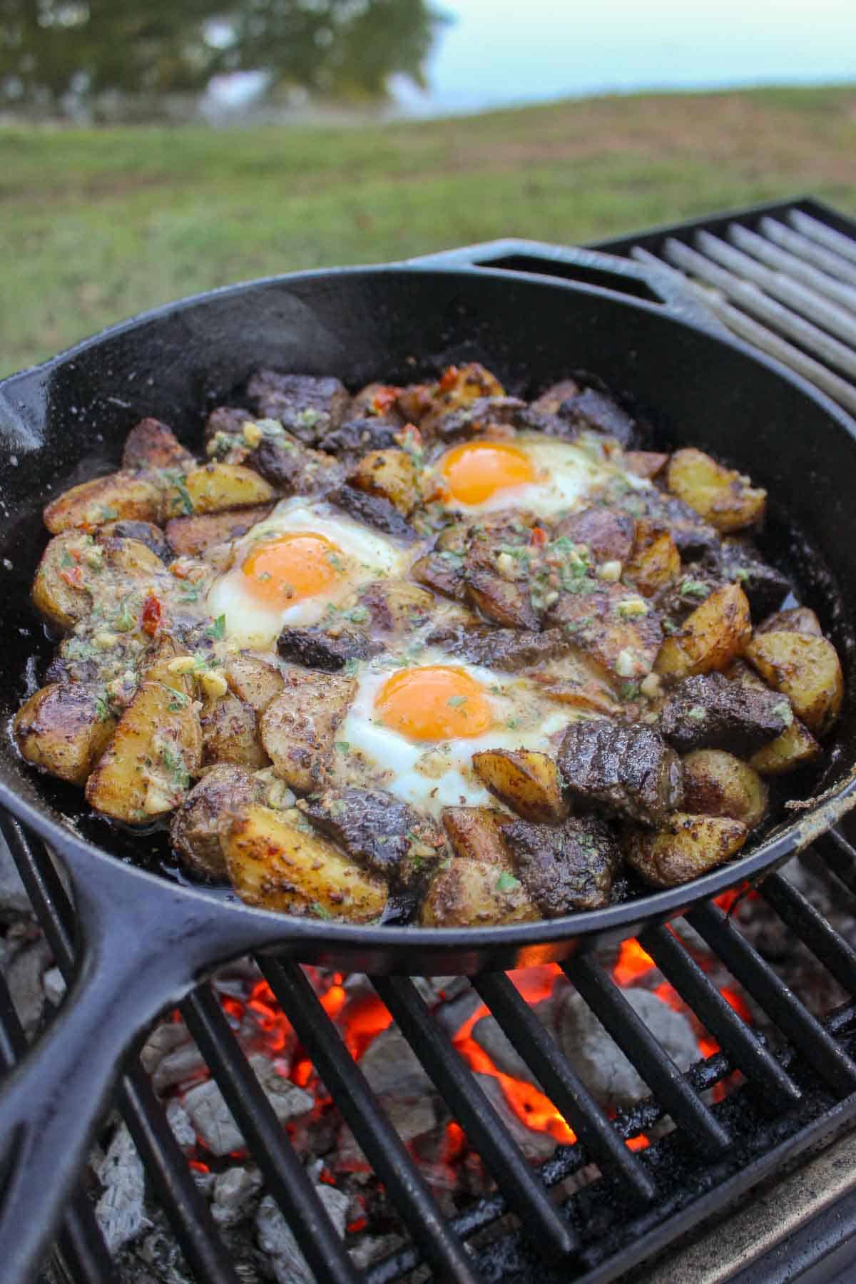 The Cowboy breakfast skillet is a masterpiece that gets leveled up by savory and garlicky Cowboy Butter.