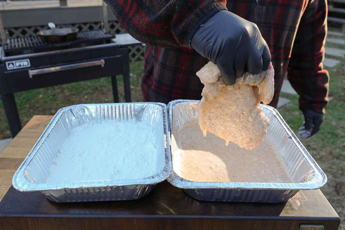 We coat steak in a buttermilk breading perfectly seasoned with Cowboy Butter Rub. 