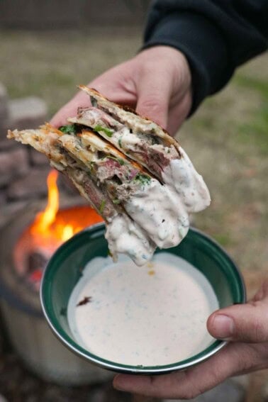 I can't decide which I love more? The quesadilla or the Chipotle Ranch dipping sauce.