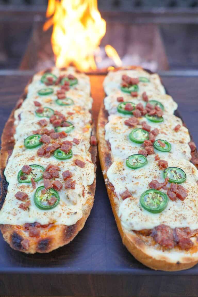 The Jalapeno Popper Bread is grilled and ready to enjoy.