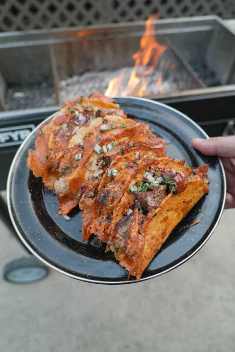 The Chili Oil Tacos are insanely delicious and taste even better than they look here lined up on the plate.