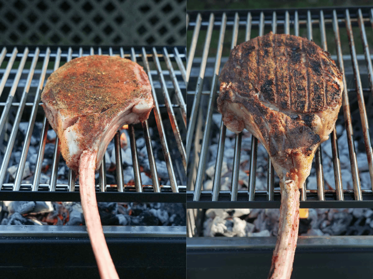 The whisky rub adds the perfect flavor twist to the steaks that are seared on the FYR Grill at a medium-high heat.