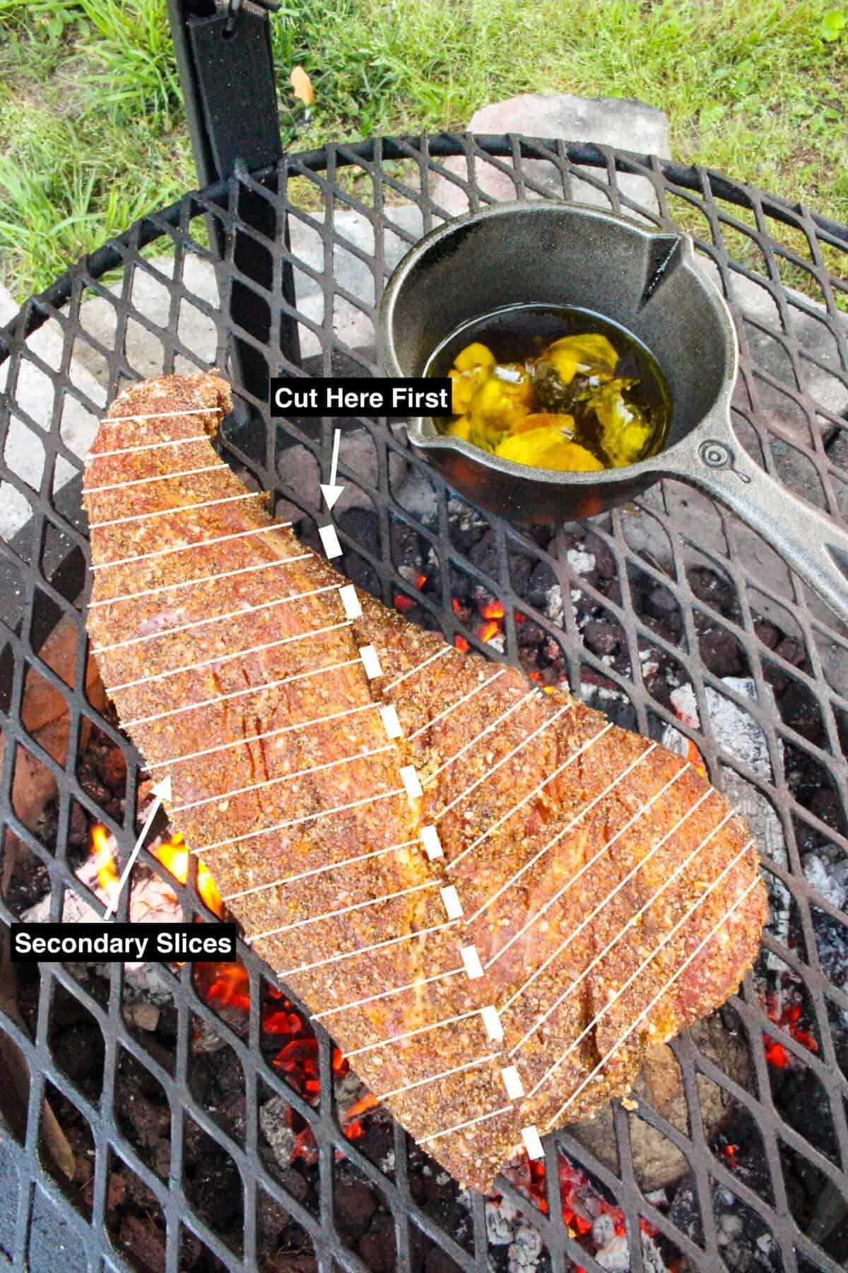 diagram of how to slice Tri Tip steak