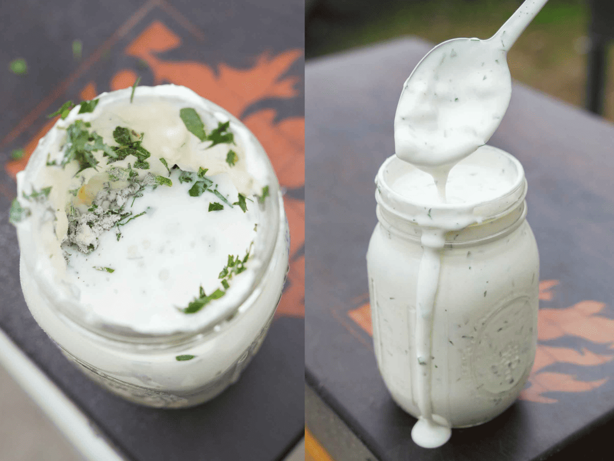 The homemade ranch dressing is like a meal unto itself with such a creamy, tangy texture. 