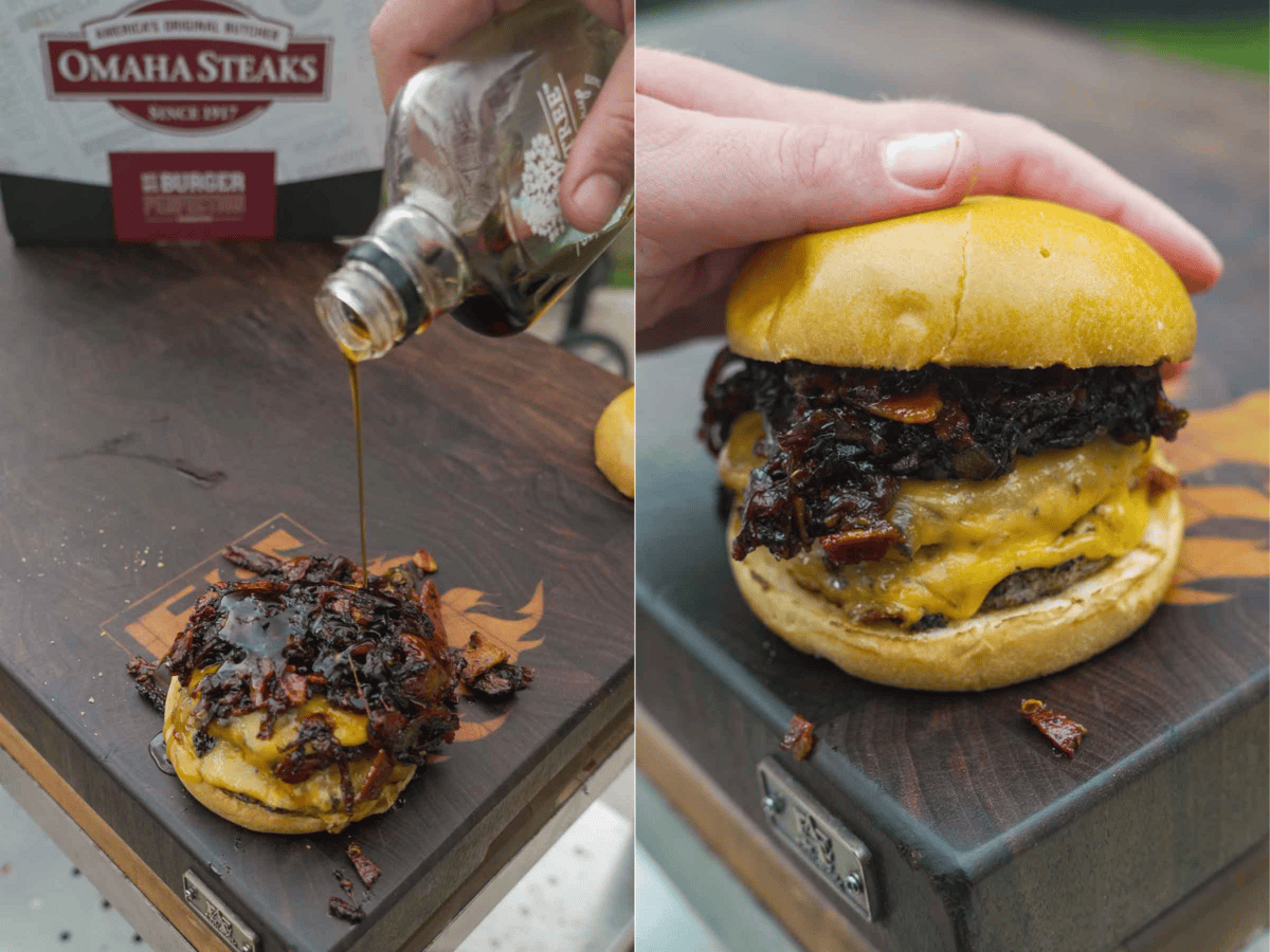 Maple syrup adds the perfect sweet touch to the Bacon Jam Burgers.