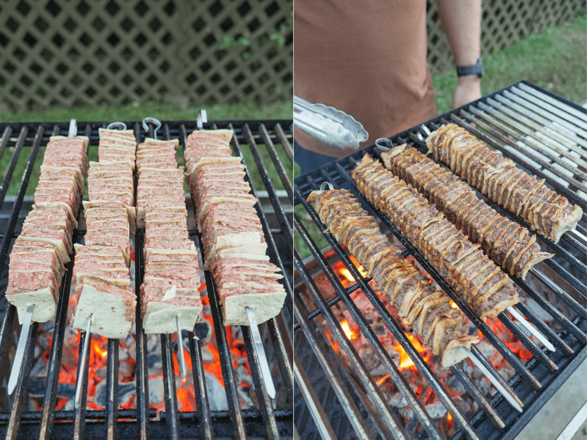 A before and after of the recipe before grilling and after grilling.