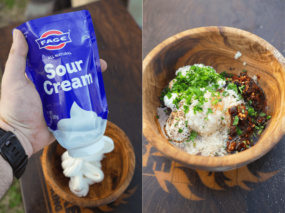 These images show the making of the homemade horseradish sauce.