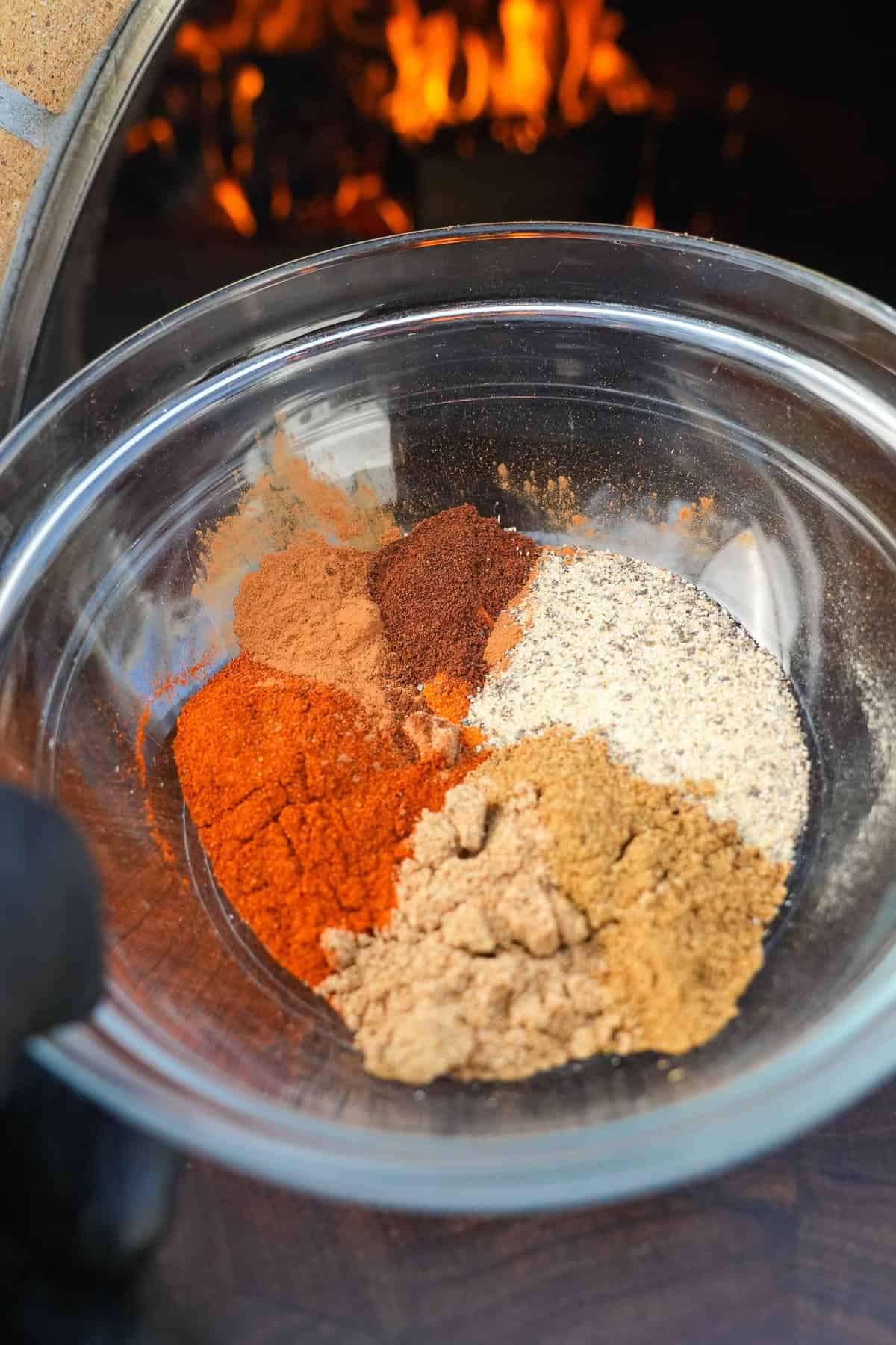 A bowl of warm spices to season the sirloin steak