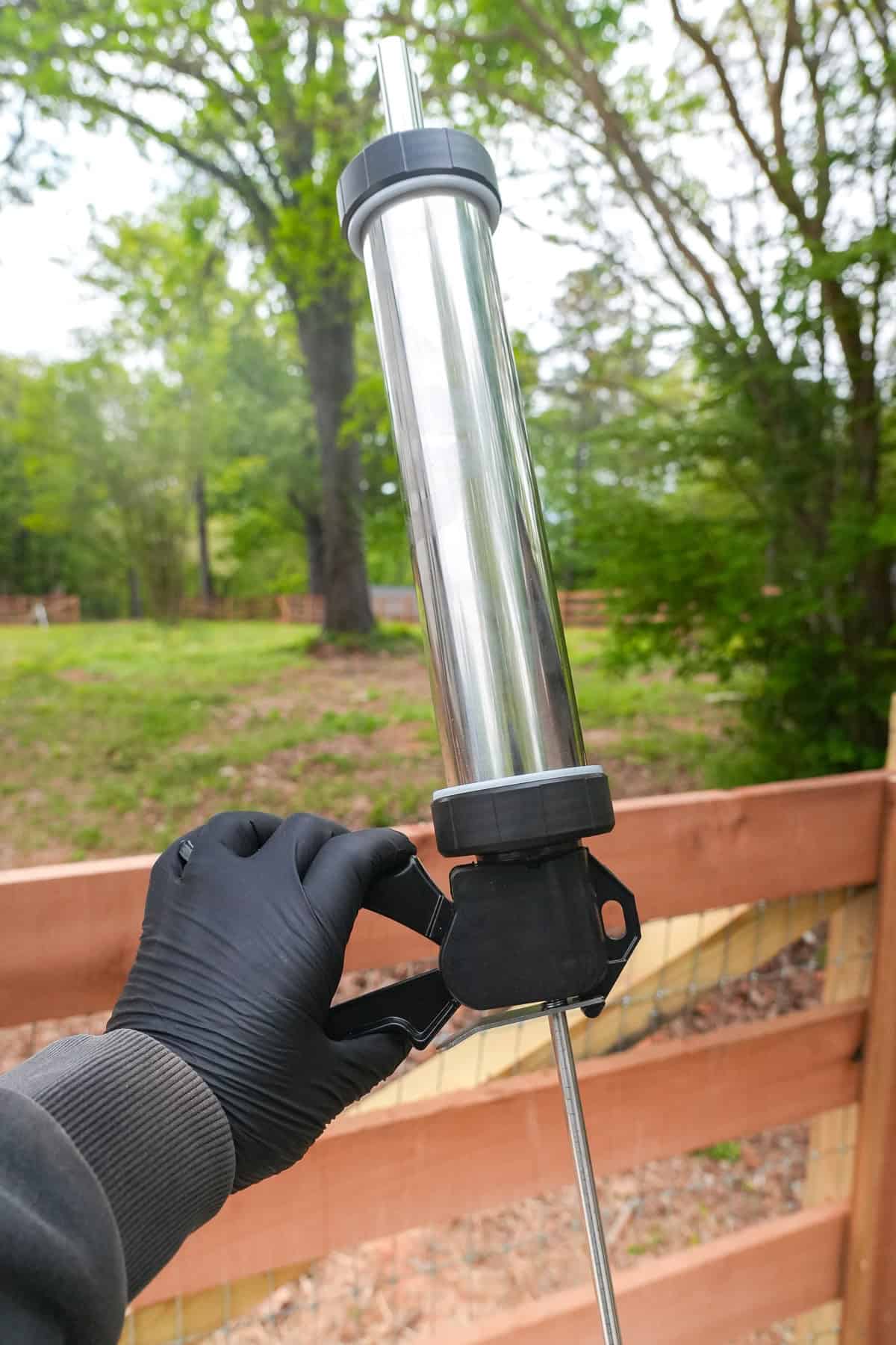 Jerky gun loaded with ground beef