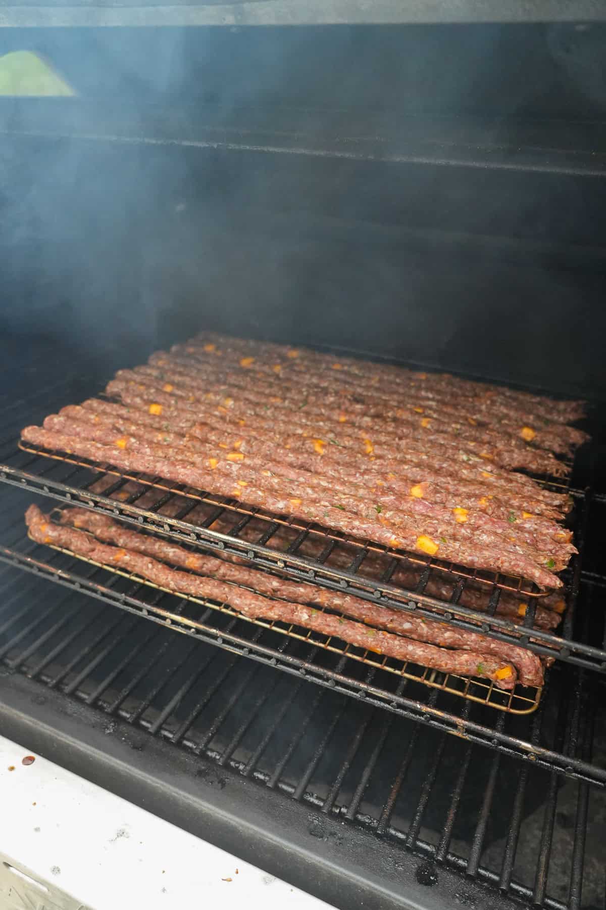 Smoking the meat.
