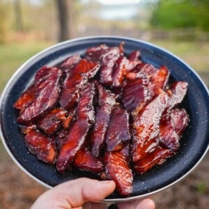 The smoked salmon jerky is ready to devour.