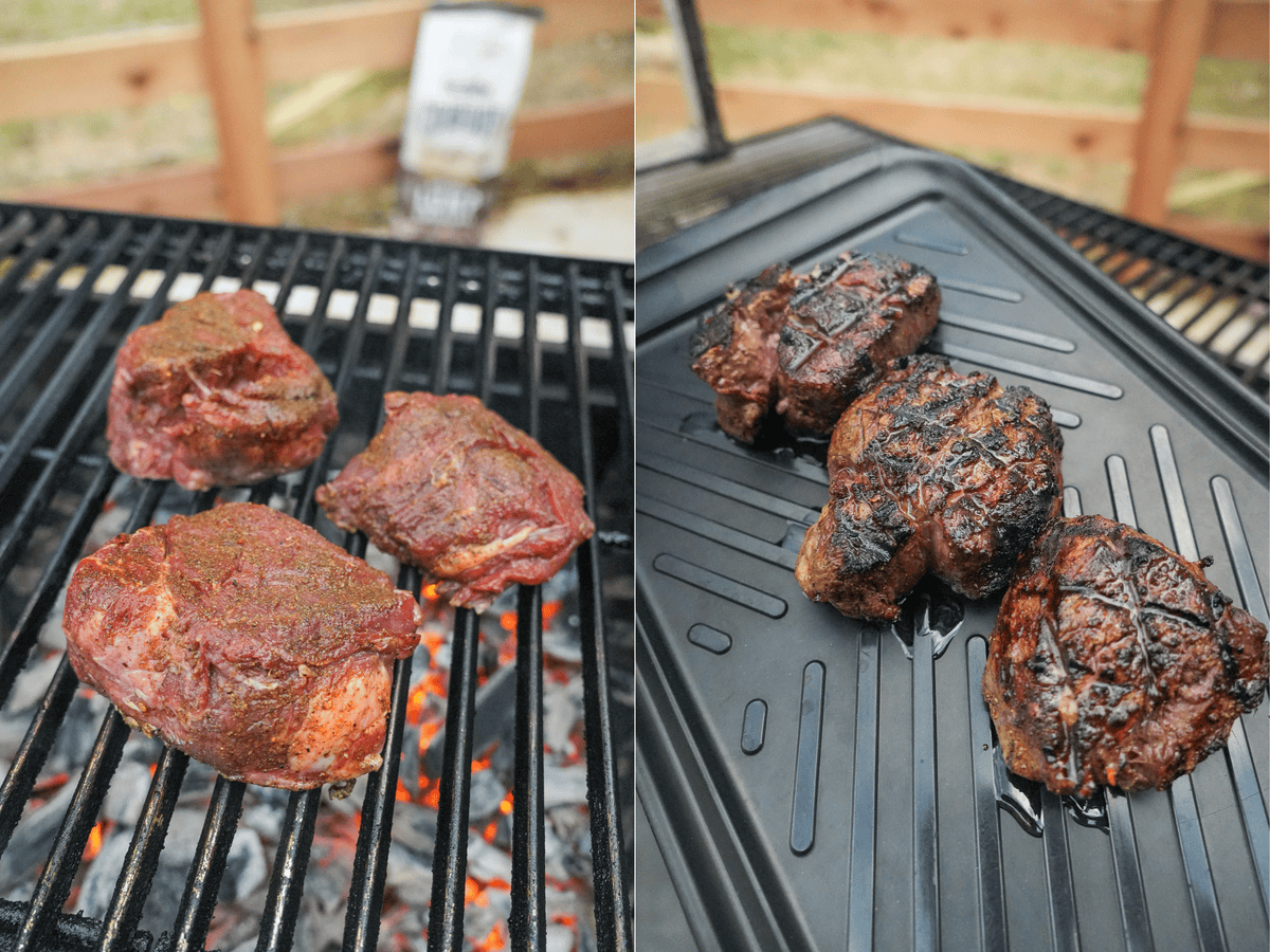 The peanut butter ramen just gets better with perfectly grilled steaks.