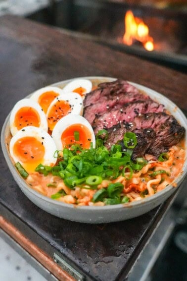 Peanut butter ramen with steak and chili oil is the perfect dish for easy weeknight dinners.