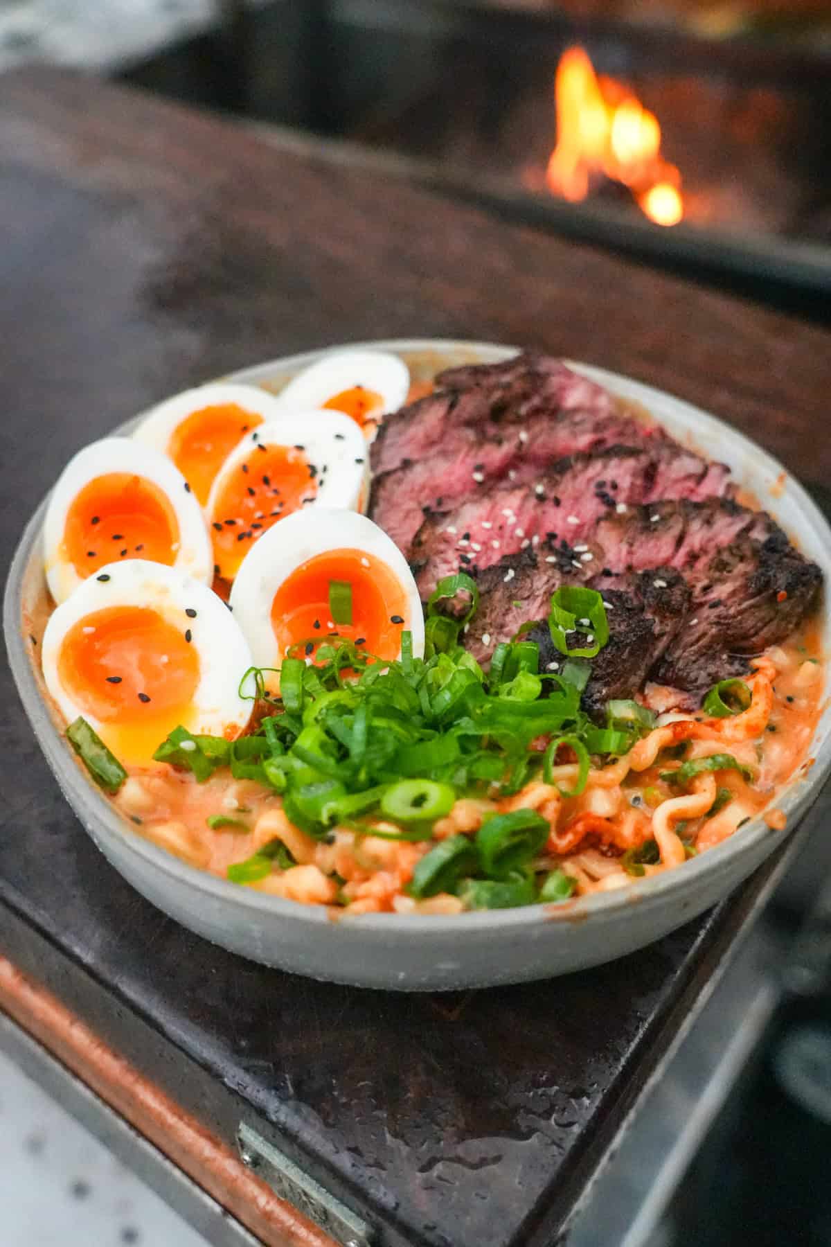Peanut butter ramen with steak and chili oil is the perfect dish for easy weeknight dinners.