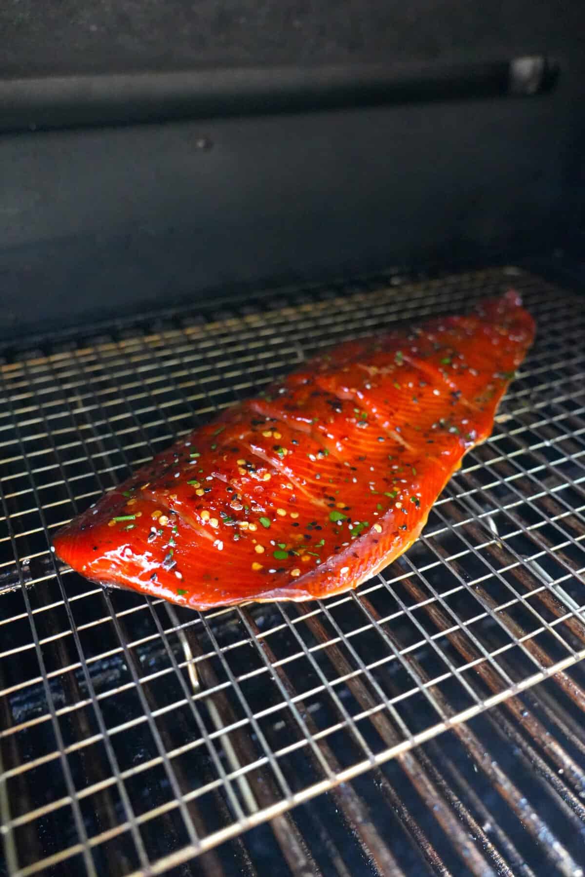 The whole side of salmon is finished off with an unforgettable glaze.