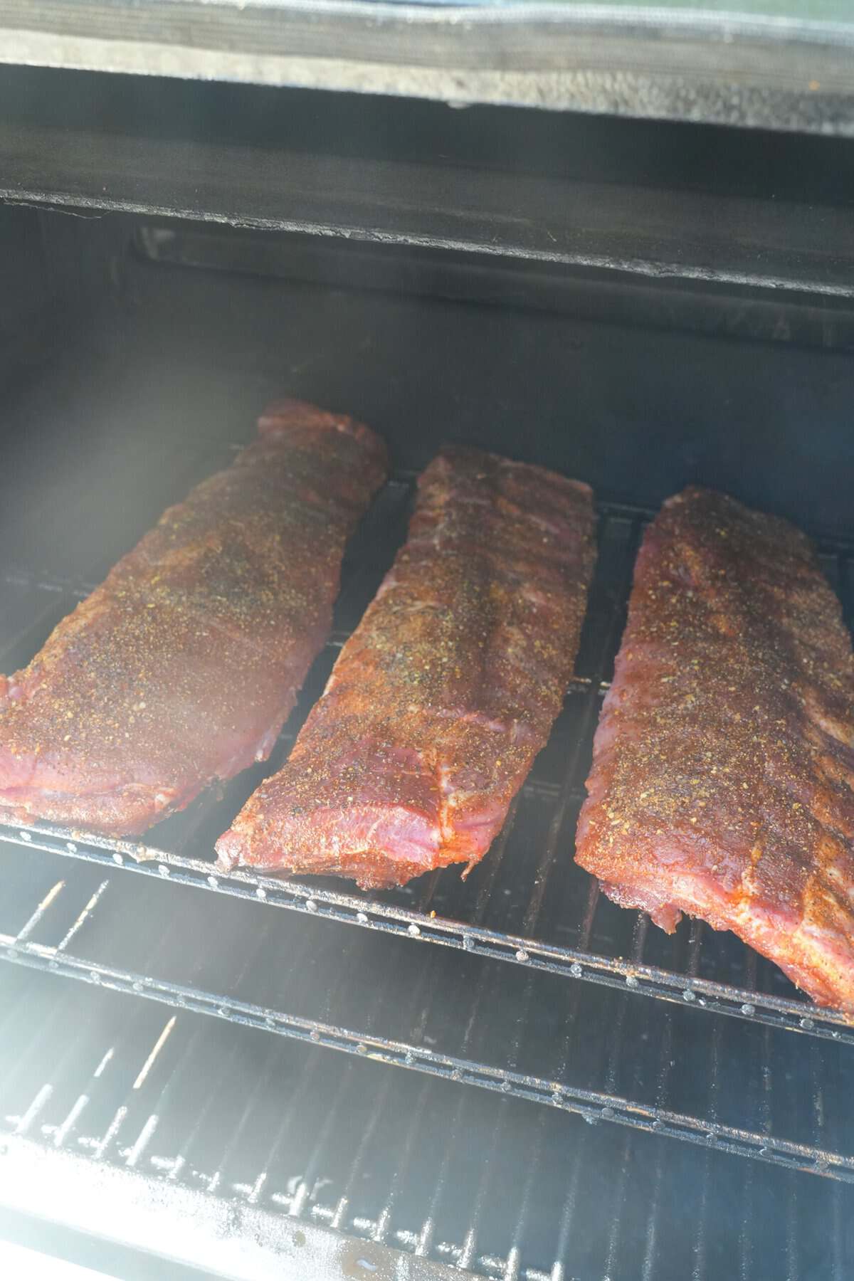 The honey jalapeno ribs cook low and slow on the smoker so they are tender and juicy.