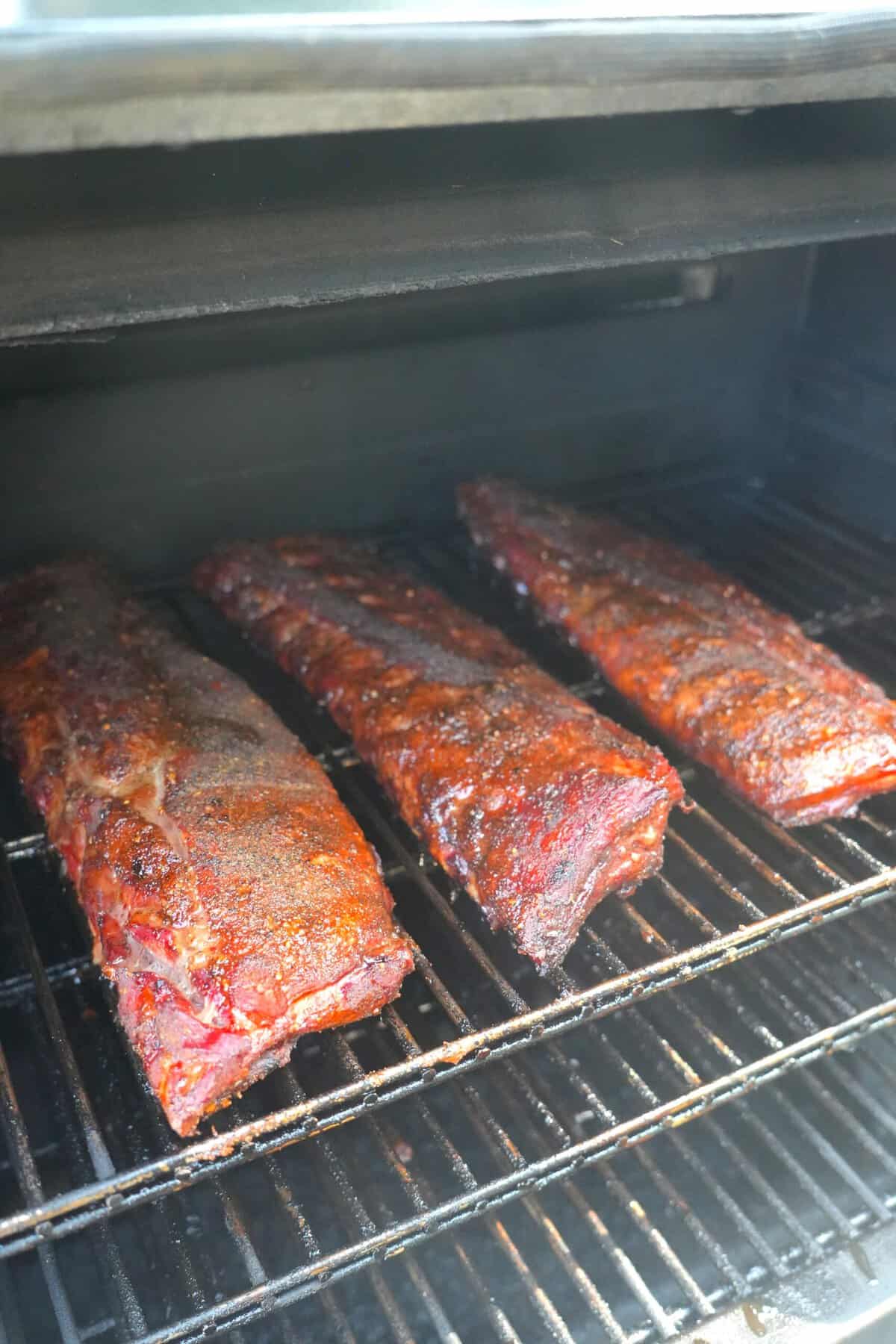 The honey jalapeno ribs are smokes over a low and slow fire.