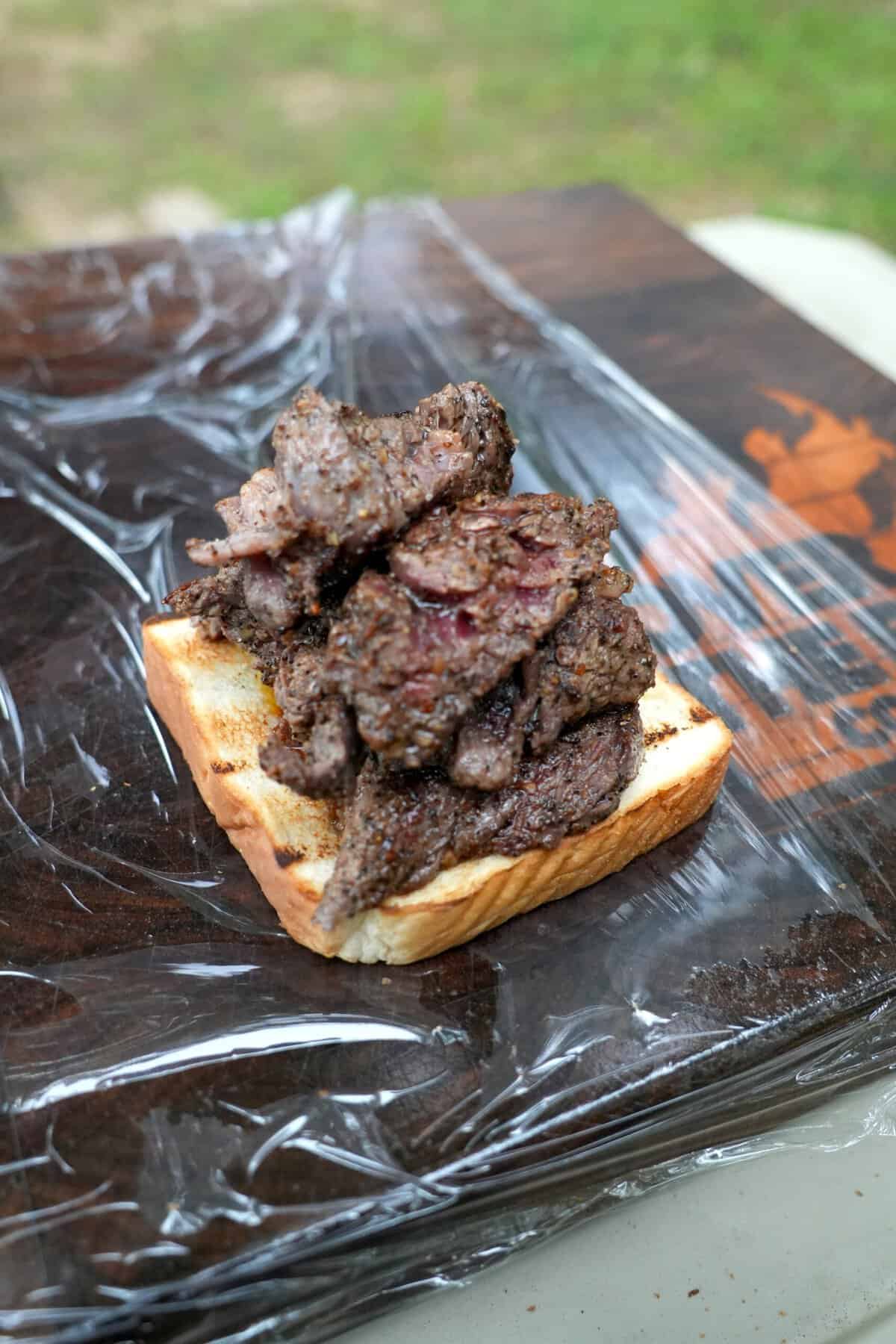 The Tokyo Steak Sandwich is build on pillowy bread.