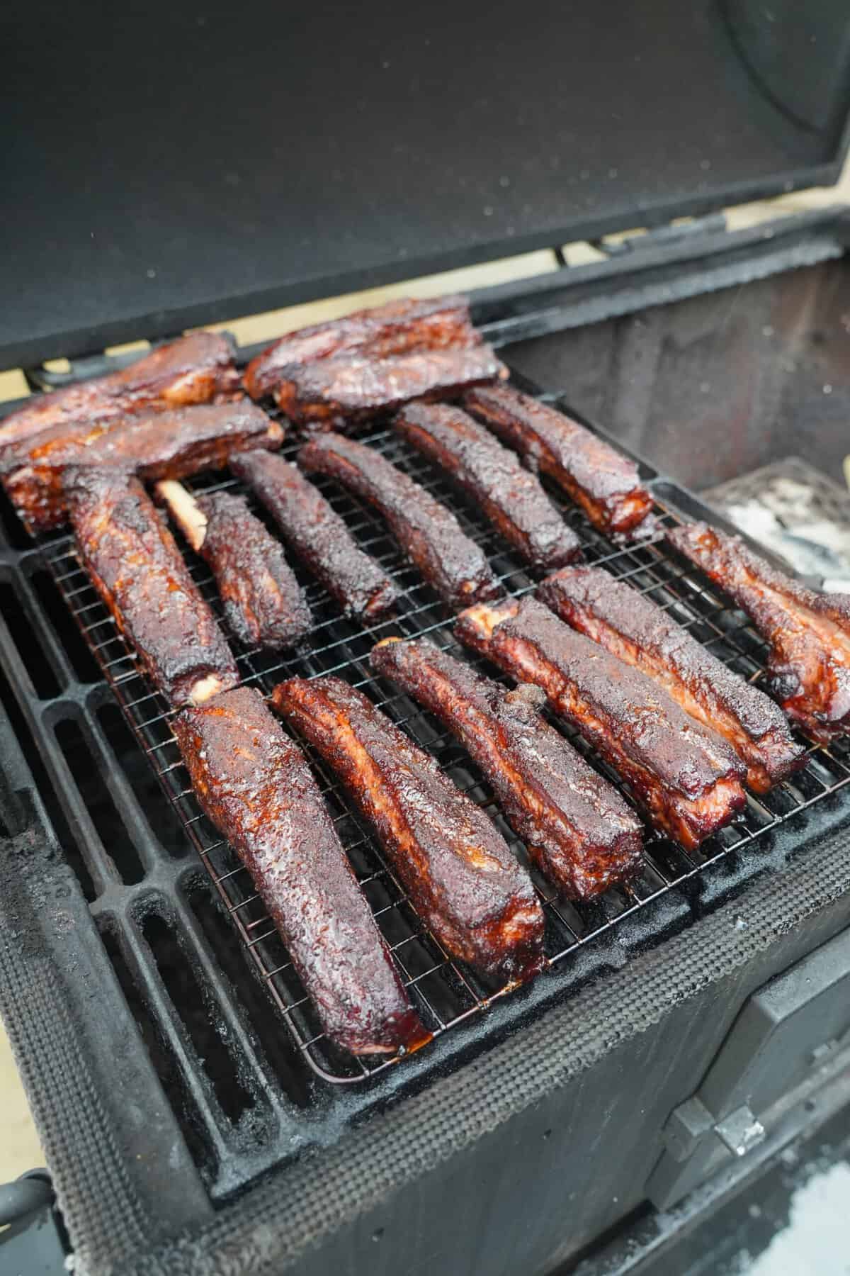 The ribs are smoked and ready for the sauce.