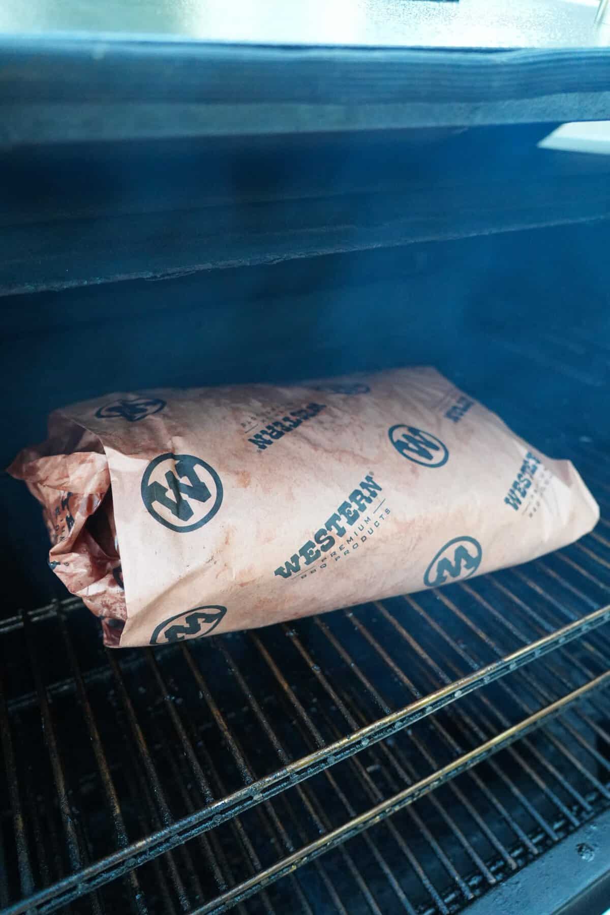 The final step is to wrap the brisket in butcher paper so all the juices get locked into the meat